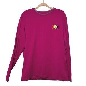 Psycho Bunny Long Sleeve Pima Cotton Tee Size 6 Magenta Multi Logo NWOT
